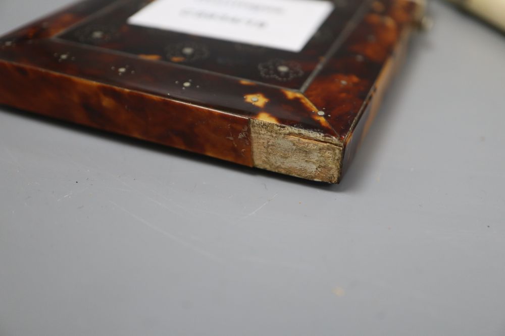 A mid to late 19th century ivory card case and a similar tortoiseshell card case